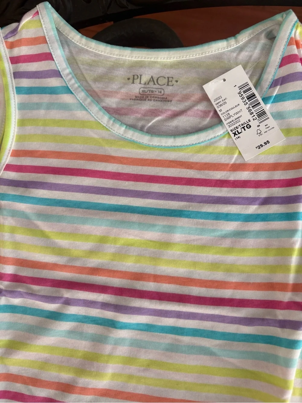 Place Girls' Rainbow Striped Sleeveless Tank Top